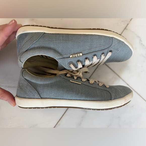 Taos Star Slate Blue Textured Canvas Zero Drop Flat Women’s 9 Comfort Sneakers - Picture 7 of 10